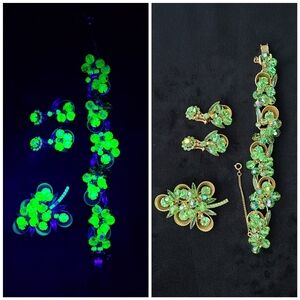 Juliana Uranium Glass Vintage Jewelry Set RARE